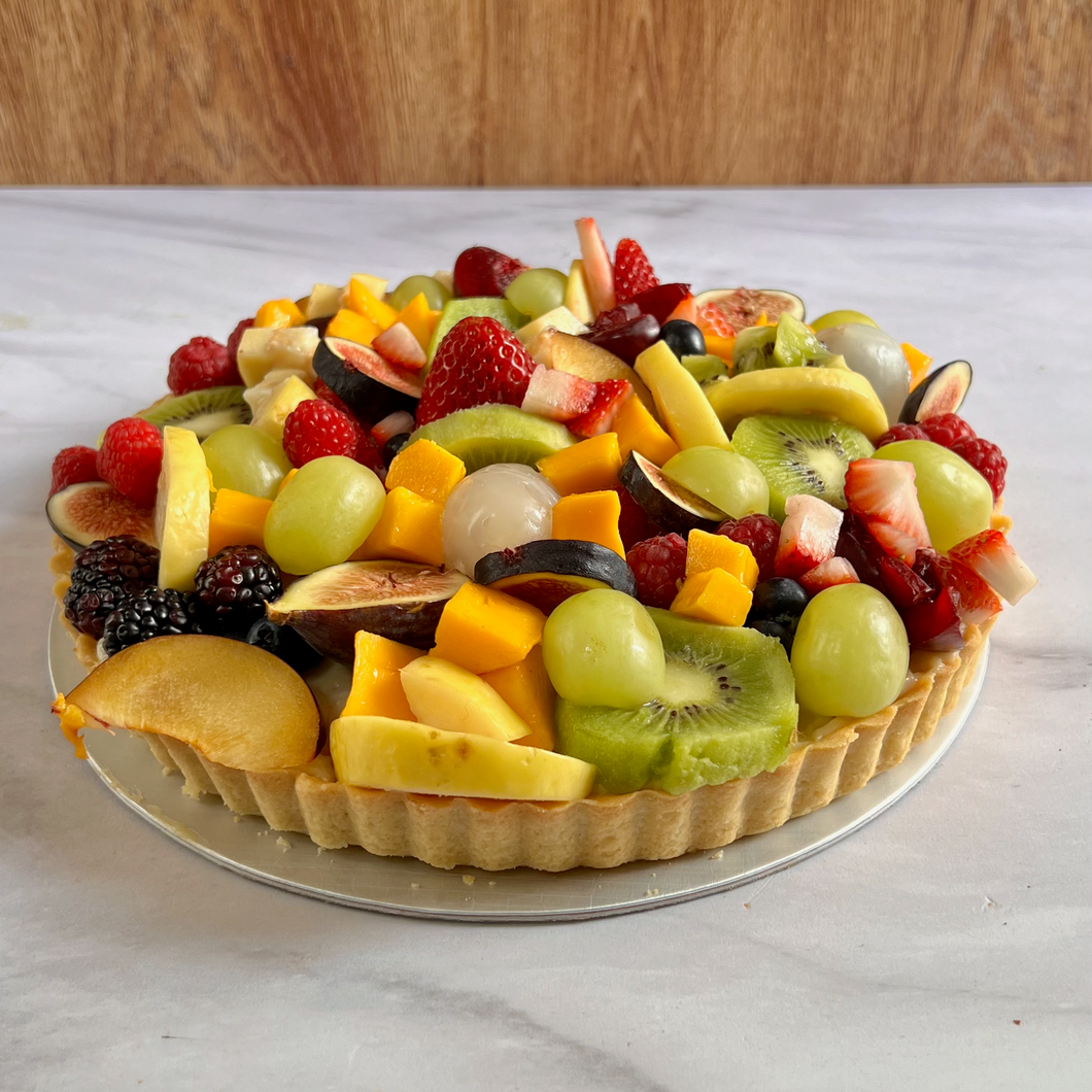 Tarta de frutas tropicales