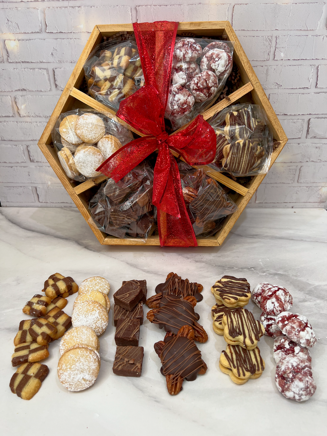 Caja Navideña Hexágono de Postres